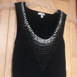 Cache Tops - Cache Black And Sparkly Design Tank Top Cache Tops - Cache Black And Sparkly Design Tank Top